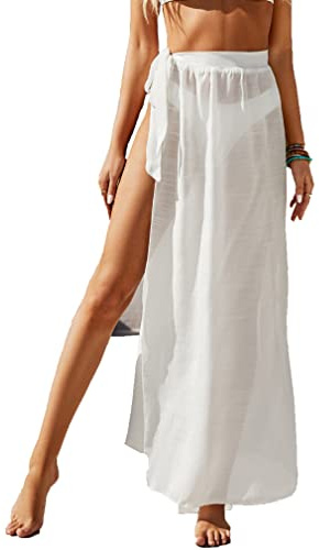 Jarseila Damen Sarong Lang Strandkleider Pareo für den Strand Cover Up Badeanzug Vertuschung Chiffon Wickelröcke 2025 Sommer