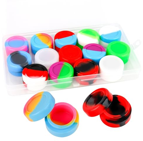 FRUHLING Lot de 12 récipients ronds en silicone de 5 ml pour concentré de cire à l'huile, crèmes, cosmétiques (couleur aléatoire)