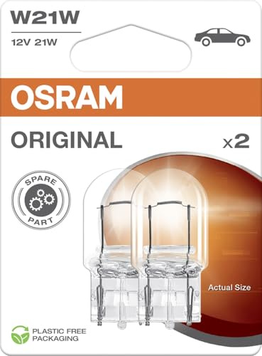 Osram ORIGINAL LINE 12V, W21W, signal lamp, Glass Wedge Base, Double Blister (2 lamps)