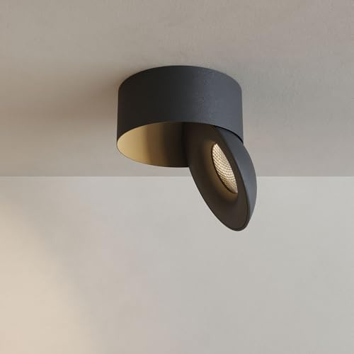 s.luce Santa Neo LED-Deckenstrahler schwenkbar dimmbar Deckenlampe Deckenleuchte, Farbe:Schwarz, Lichtfarbe:Extra Warmweiß (2700K)