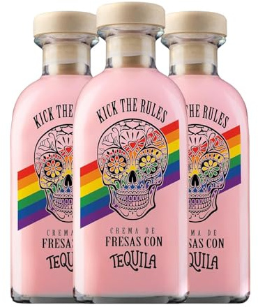 Tequila Lasil Kick The Rules Crema de Fresas con Tequila Pride Edition 70 cl (Caja de 3 Botellas de 70 cl)