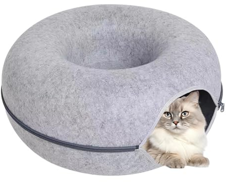 Katzenbetttunnel, Donut-Tunnelbett Für Katzen | Atmungsaktives, Abnehmbares Donut-Tunnel-Filz-rundes- Katzenbett | Katzen-Donut-Tunnelbett, Katzentunnel, Spielzeug, Katzenhöhlen Mit Reißverschluss Für