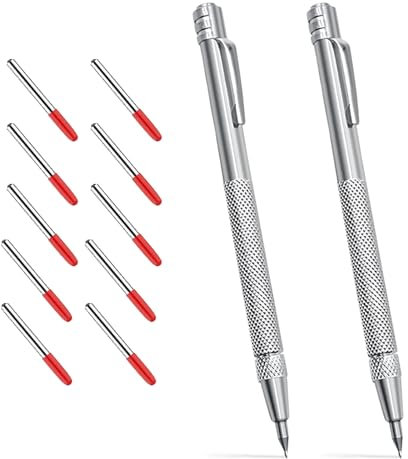 lcyen Anreißwerkzeug Set, 2 Anreissnadel aus Wolframstahl, Anreißnadel Hartmetall mit Magnet, Reißnadel für Metall 10 Ersatz Red Hat Markierspitzen, Anreisswerkzeug für Metall, Glas, Keramikfliesen
