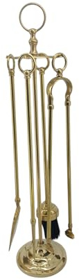 Set accessori per camino kit utensili trespolo in ottone lucido con anello