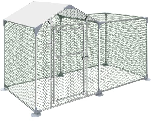 LZQ Pollaio per pollame, pollaio, struttura in acciaio galvanizzato, 200 x 100 x 150 cm