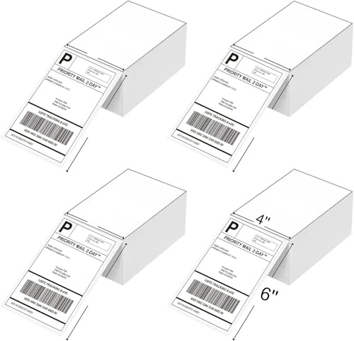 4×6 DHL Thermodirekt-Versandetikette 2000 Etiketten 4 Stapel(500 Etiketten/Stapel), BPA-Freie, Fanfold Thermoetiketten Selbstklebende, Aufkleber 101 x 152 mm für Etikettendrucker