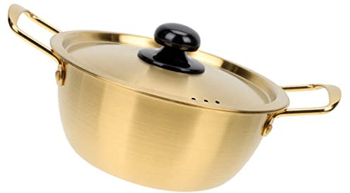 Cabilock pot de nouilles instantanées casseroles calendrier de l'avent ramen poêlon cuisine wok poêle induction cocotte induction pâtes pot de ménage cuiseur à ramen Acier inoxydable Golden