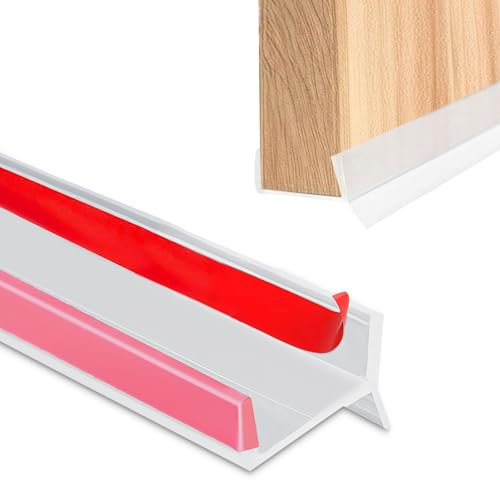 Skirting Board, Self-Adhesive Sealed Kitchen End Strip, Elasticity Silicone Rubber Transparent Skirting Trim Profile, for 15/16/17/18 mm Skirting Board, Kitchen, for Bathroom, Kitchen (5 m)