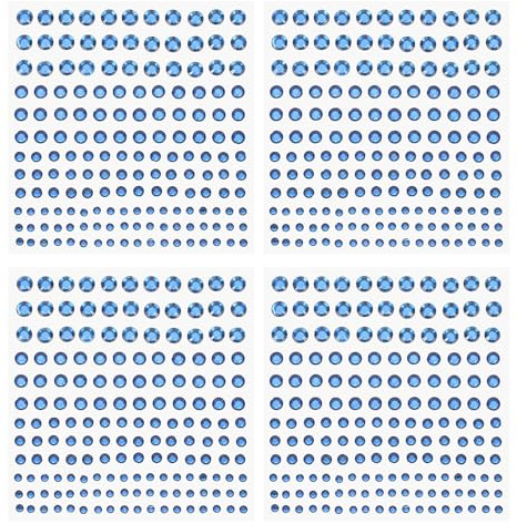 PATIKIL 660 Piezas De Calcomanías De Gemas Acrílicas, 4 Tamaños 3/4/5/6mm Rhinestones Autoadhesivos Gemas Para Rostro Joyería Brillante Para Arte De Uñas Manualidades Ropa DIY, Azul Oscuro