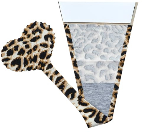 HJYZY självhäftande C-string hjärtform utan troslinje för kvinnor osynliga hjärtformade spetstrosor, Leopardmönster – persikohjärta, one size