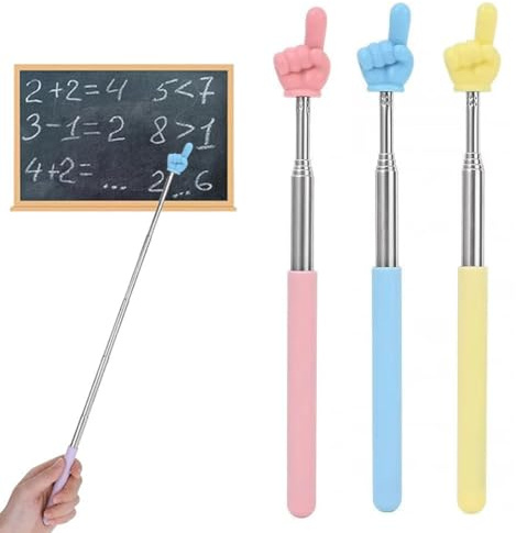 WUSJCOF Punteros Telescópicos para Maestros, 3 unidades, de acero inoxidable extensible, Mini Retráctil, Palo Extensible, Ideal para interacción personal en el aula, Ayuda para Profesores