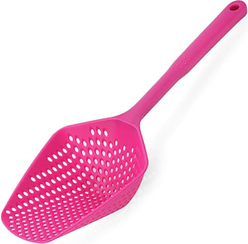 Passoire Écumoire en Silicone Alimentaire 4,8 Pouces - Louche à Pâtes Professionnelle - Filtre Asiatique pour Cuisine et Friture (Couleur rose)