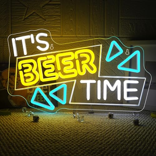 VYXIN It's Beer Time Neon Schild Bier Led Schild Bierzeit USB Neon Sign für Wanddekoration Beer Deko Leuchtschild für Geschenk, Mannlöcher, Bierbars, Kneipen, Partys, Bierläden