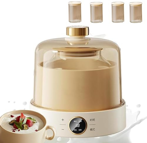 Yogurtiera Automatica, Contenitore in Vetro Da 1 L / 180 Ml X 4 Tazze Piccole, Temperatura Elevata, Sostanziale E Facile Da Pulire, Riscaldamento A Temperatura Costante,B