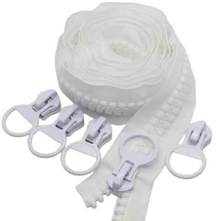 YaHoGa #20 superstor dragkedja oändlig 4,5 meter dragkedja ändlös dragkedja plast 5 nonlock-dragkedja (vit 4,5 m)