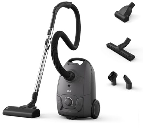 AEG Aspiradora Trineo con Bolsa AB51A3DG, 750W, Filtro H12 Lavable, Depósito 3L, 2 Accesorios