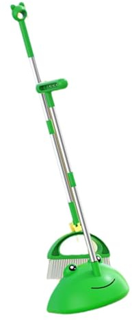 CONGARTENO Balai et Pelle à Poussière Robustes pour Nettoyage de Sol Manche Long en Aluminium, Matériaux PP et Pet Verts, pour Usage Domestique et Ciment