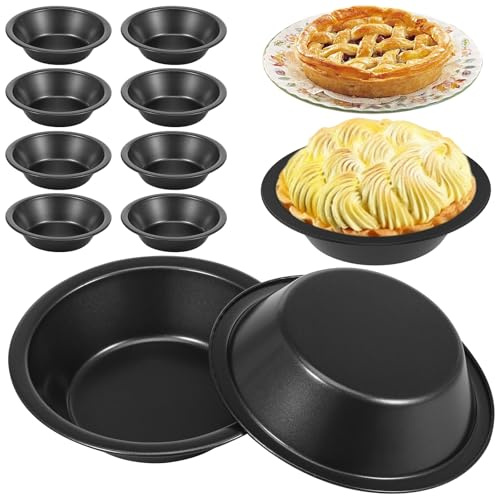 ATopoler 10 Pcs Nonstick Mini Pie Pans,Mini Individual Round Tart Tins,5 Round Metal Pie Dishs for Baking Pot Pies, Cakes, Quiches, Tarts, Desserts