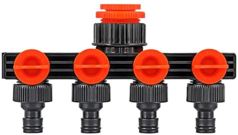 Vier-Port-Wasserhahn-Adapter - Mehrk-Verteiler, Vierfach-Auslass-Verteiler mit individuellen Absperrventilen, Sprinkler-Tropfbewässerungssystem für Hof, Autowaschversorgung
