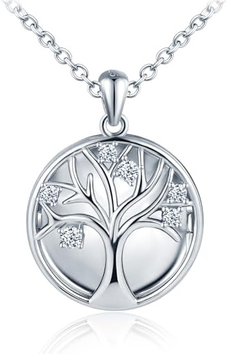 feilok Kette Damen Halskette mit Zirkonia Lebensbaum 925 Sterling Silber Foto Medaillon zum Öffnen Photo Bilder Amulett