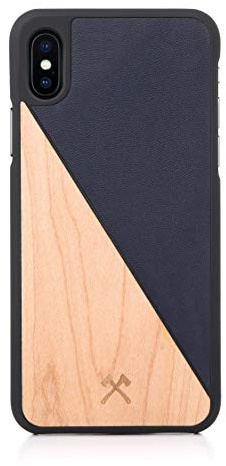 Woodcessories - Coque, Housse Compatible avec iPhone XS Max en Bois véritable, EcoCase Split (Érable/Bleu)
