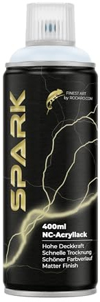 SPARK Sprühdose 400ml – Matte Sprühfarbe für Künstler, DIY, Modellbau & Möbel – Hohe Deckkraft, schnelltrocknende Spraydose - Milchglas Weiss