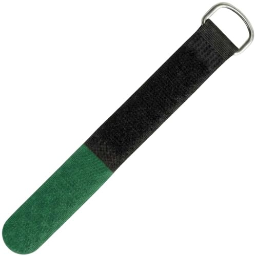 Lumonic 10 Stück Klettkabelbinder schwarz/grün | 800x38mm | normal | robuste Metallöse, Kabelklett mehrfach wiederverwendbar | einfaches Kabelmanagement und Ordnung
