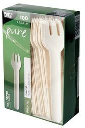 PAPSTAR Tenedores de papel pure, longitud: 155 mm, blanco, 100 unidades