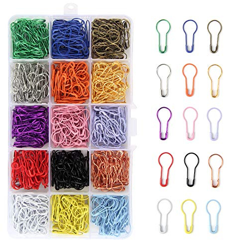Birne Pins, 750 Stücke Calabash Pin Metall Kürbis Pins Sicherheitsnadeln Metall maschenmarkierer mit Aufbewahrungsbox für DIY Fertigkeit-Herstellung und Kleidung 15 Farben
