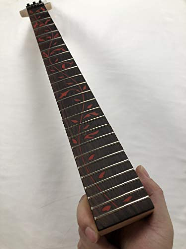 Mástil de guitarra eléctrica de arce 24 trastes 25.5 pulgadas de palisandro Diapasón rojo incrustación de vid