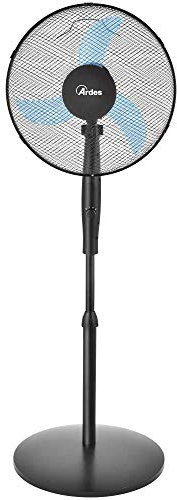 Ardes AR5EA41PB Easy 41PB PLUS Ventilatore a Piantana Base Tonda 3 Pale 40 cm, Altezza 130 cm, 3 Livelli di velocità, Design Premium Total Black