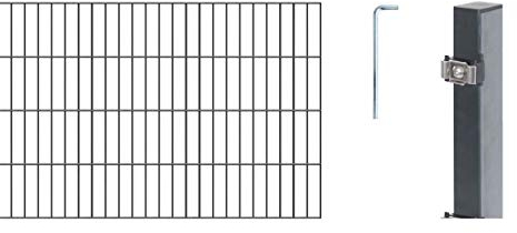 Alberts 650650 Doppelstabmattenzaun als 10 tlg. Zaun-Komplettset | verschiedene Längen und Höhen | kunststoffbeschichtet, anthrazit | Höhe 80 cm | Länge 8 m