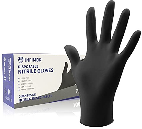 Infimor Nitrile Exam Gloves Latex Free & Powder Free 5 Mil Non-Sterile Disposable Nitrile Gloves for Cooking, Cleaning