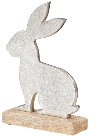 levandeo Metall-Hase H23cm Mango Holz Metall Aufsteller Tischdeko Osterhase Figur Metalldeko Frühling Ostern Tischdeko