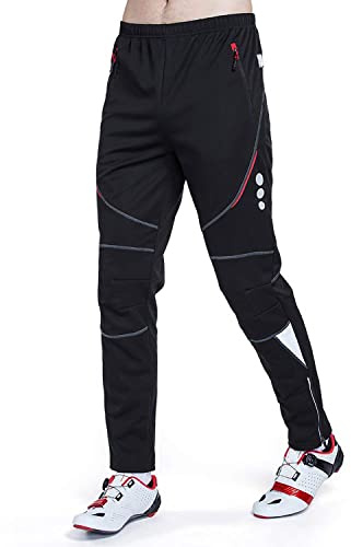 HOMTOL Fahrradhose Herren Winter Thmero Radhose lang Outdoorhose Winddicht Atmungsaktiv Wasserabweisend Softshellhose Thermische Fleece Lang Laufhose Softshellhose für Radfahrren MTB Outdoor Motorrad