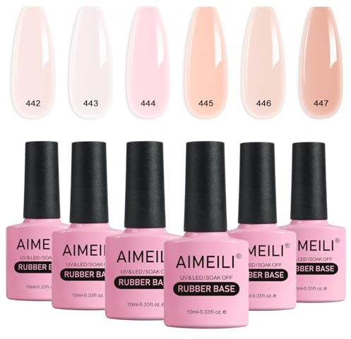 AIMEILI Rubber Base Gel Set 6pcs Rubber Base Coat Soak Off UV LED Nägel Unterlack Gel Nagellack Maniküre Kit 6 * 10ml - 46