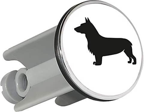 Huuraa Waschbeckenstöpsel Welsh Corgi Pembroke Silhouette 4cm höhenverstellbar Abflussstopfen Geschenkidee