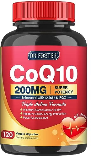 Quinovit CoQ10 200mg with PQQ & Shilajit - High Absorption with Bioperine Coenzyme Q10 Supplements - Powerful Antioxidant for Heart & Brain Health and Energy-Production - 120 Veggie Capsules