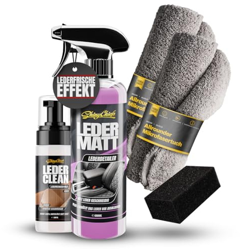 ShinyChiefs Leder MATT + Leder CLEAN KIT, inkl. 2 Tücher & Auftragsschwamm