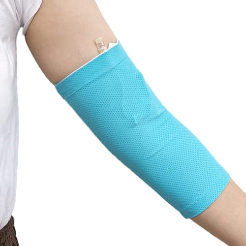 MENURSY Protezione per Braccio PICC, Manica per Catetere PICC, Protezione Idratante per Gomito, Forniture per Bendaggio Infermieristico per Circonferenza Braccio 19-22 cm, Ciano (XS)