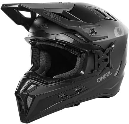 O'NEAL | Casco Motocross | MX Enduro | Carcasa ABS, Forro Confort, Aberturas para una ventilación y refrigeración óptimas | Casco EX-SRS Solid V.24 | Adulto | Negro | Talla XL