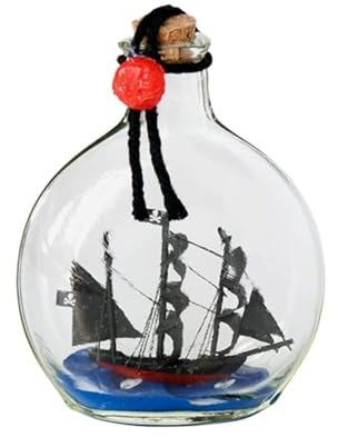 FLADO Black Pearl Ship Model In Glass Bottle, Small Vertical Bottle Craft Boat Model, Sailboat In A Bottle, Christmas Birthday Gifts For Children, Friends And Family