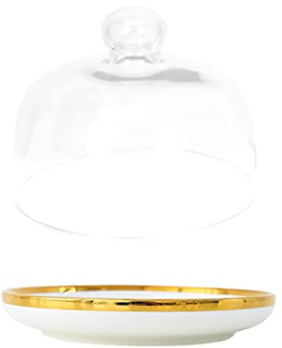 TOPPERFUN Smooth Round Cake Plate Glass Cupcake Cover Dessert Glass Cover Household Cake Dome Food Cover