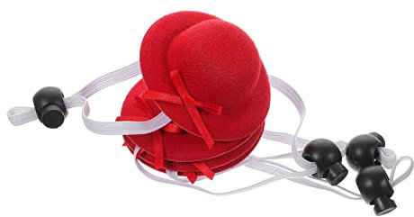 minkissy 4stücke Miniatur Puppenhüte Rot Elastisch Mini Hüte Für DIY Basteln Mini Kleine Formelle Mützen Für Puppen Haustiere Partydekoration Vielseitig Austauschbar Und Leicht Zu Tragen