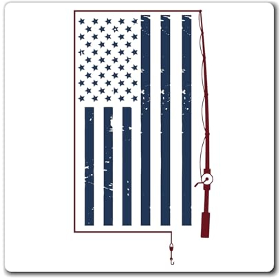 Angel-T-Shirt mit USA-Flagge, lustiges Angel-Shirt, Camping-T-Shirt, Strandurlaub-Shirt, Angler-Geschenk-Magnete, 10,2 x 10,2 cm