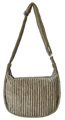 Ulisty Damen Klein Cord Hobo Tasche Breiter Gurt Umhängetasche Schultertasche Lässig Messenger Schulranzen Handtasche Tägliche Tasche