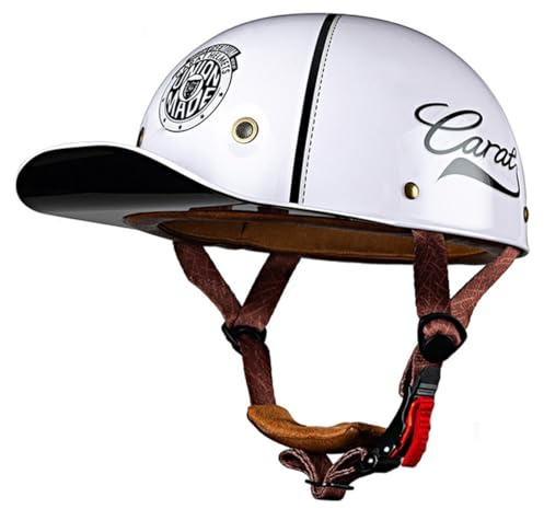 Moto Casquette De Baseball Demi-Casques De Moto Scooter Cyclomoteur Casques À Face Ouverte Hommes Et Femmes Casque Mobylette Moto Bols ECE Homologué Vintage Casque Jet