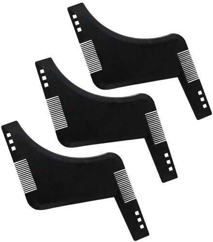Stencil per Barba,3 PCS Pettine Stencil Barba Signori Pizzetto Collo Sagome per Barba Styling Tool Pettine di Guida per Rasatura Della Barba per Uomini in Nero