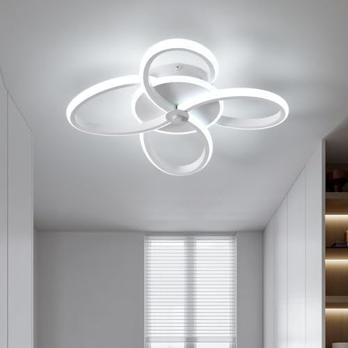 KUKAK Plafonnier LED,Moderne Lampe de plafond 32W 3400lm,Acrylique Luminaire Plafonnier,Lampe de Lustre pour Couloir Coucher Salle de Bains Cuisine Salon maison,porche extérieur,Blanc Froid 6000K