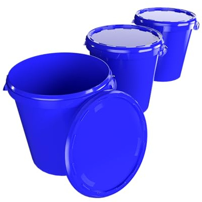 3 cubos con tapa, 30 litros, fabricados en Alemania, aptos para alimentos, estables, herméticos, para almacenamiento de alimentos, material de oficina, habitación infantil, hogar, taller, gastronomía